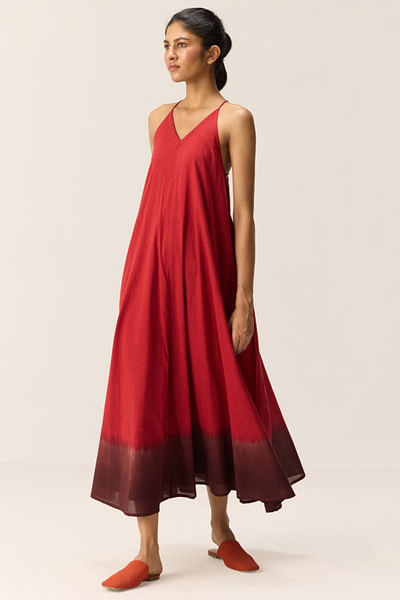 Red and maroon strappy dress