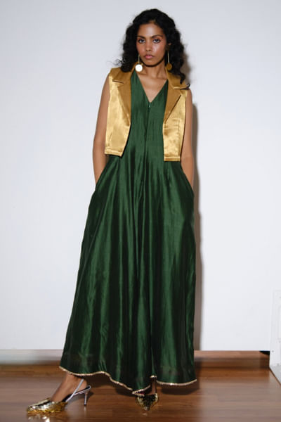 Yellow twill cropped jacket