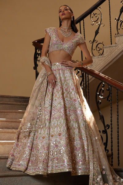 Ice pink sequin embroidered lehenga set