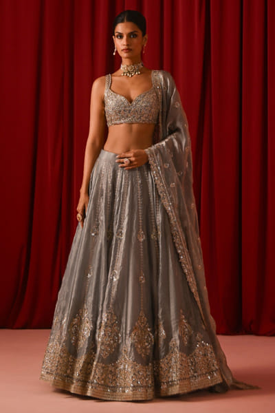 Lashkaraa Grey sequin embroidered lehenga set LASFEB26D139590