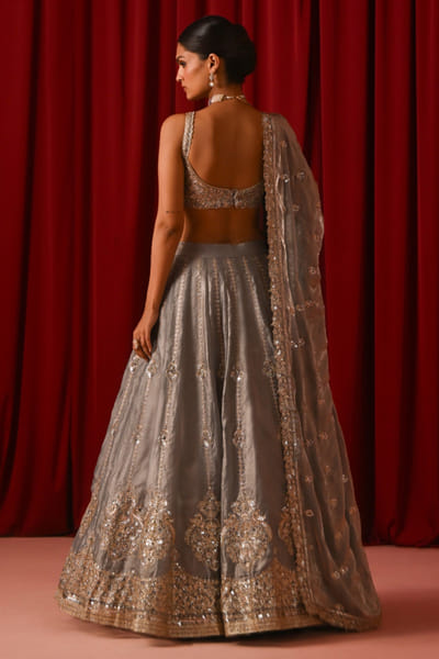 Lashkaraa Grey sequin embroidered lehenga set LASFEB26D139590