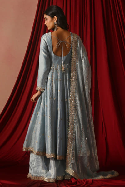 Lashkaraa Sky blue sequin embroidered anarkali set LASFEB26D139595