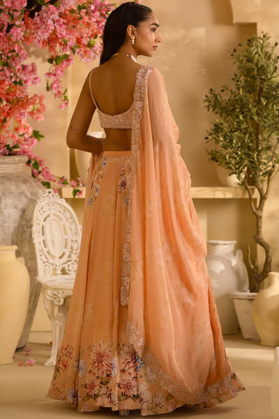 Lashkaraa Golden yellow floral embroidered lehenga set LASHJUL26D149621