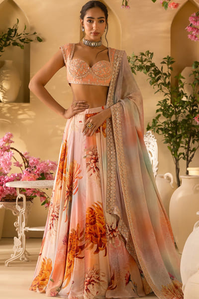 Lashkaraa Multicolour floral embroidered lehenga set LASHJUL26D149624