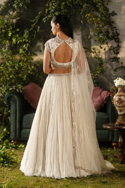 Lashkaraa Off white sequin embroidered lehenga set LASHJUL26D150804