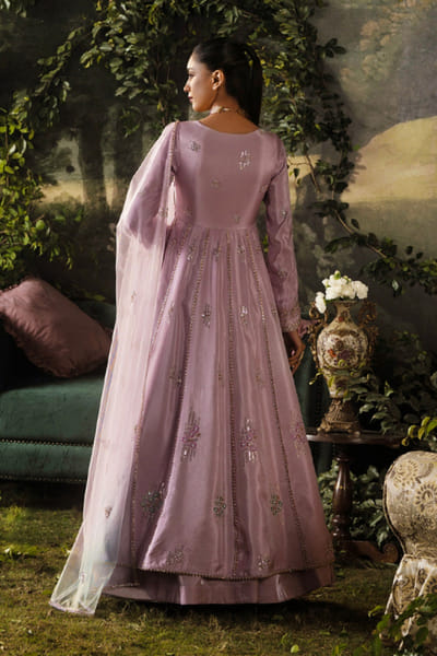 Lashkaraa Lavender zari embroidered anarkali set LASHJUL26D150823