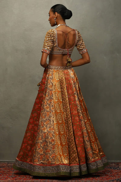Ri Ritu Kumar Rust printed hand embroidered lehenga set RIRIMAY26D145558