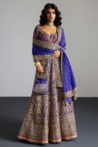 Purple embroidered lehenga set