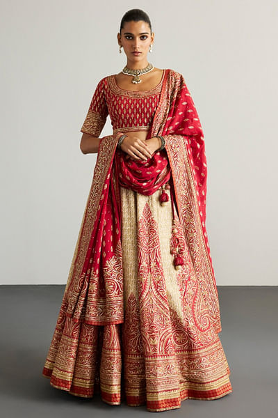 Off white embroidered lehenga set