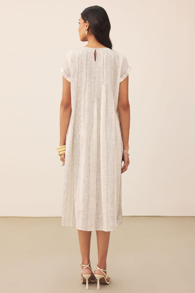 Ritu Kumar Ecru striped midi dress RITUJUN26D347329