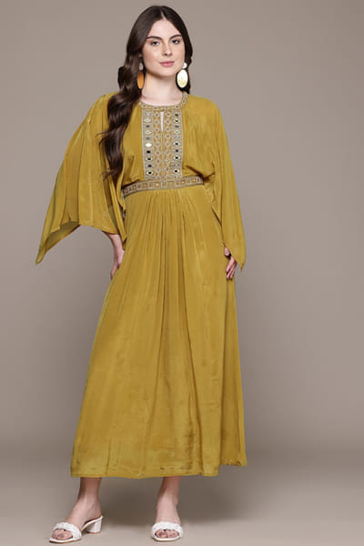 Ritu Kumar Yellow embroidered midi dress RITUMAY26D245534