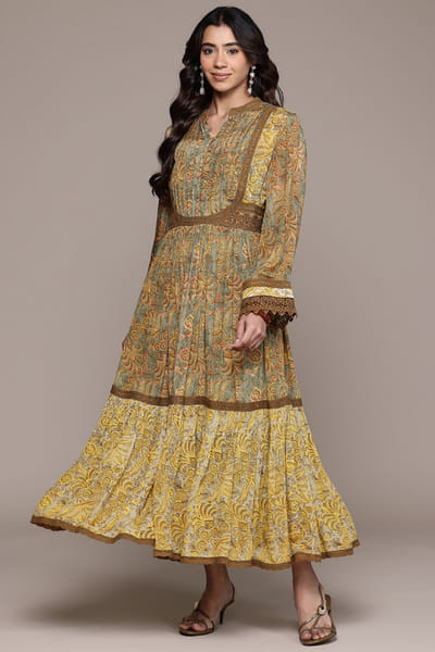 Ritu Kumar Multicoloured printed tiered midi dress RITUJUN26D347312