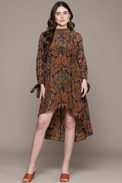 Ritu Kumar Brown printed asymmetric dress RITUMAY26D245539