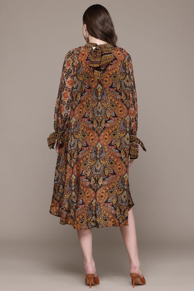 Ritu Kumar Brown printed asymmetric dress RITUMAY26D245539