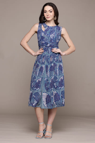 Blue printed dress