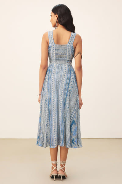 Ritu Kumar Blue printed midi dress RITUJUN26D347310