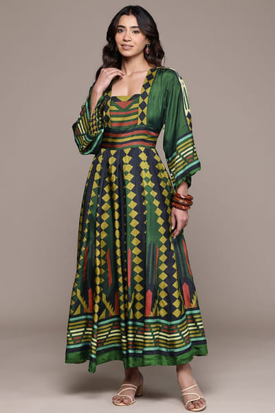 Ritu Kumar Green printed midi dress RITUMAY26D245542