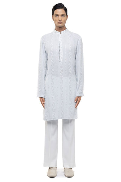 Light blue thread work kurta set