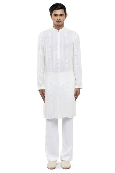 White lucknowi kurta set