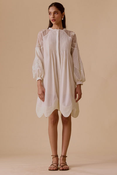 Ivory 3D floral embellished dress