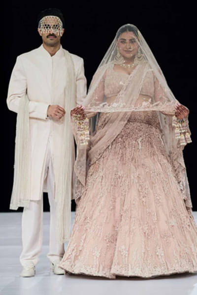 Mauve floral embroidered lehenga Set