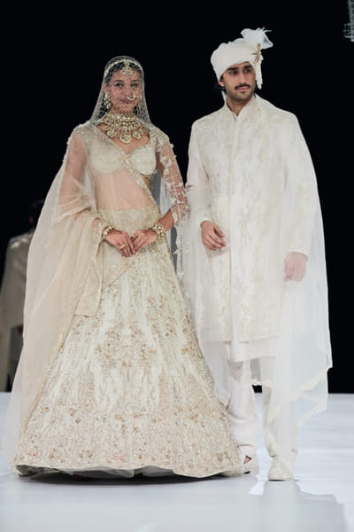 Gold crystal embroidered lehenga set