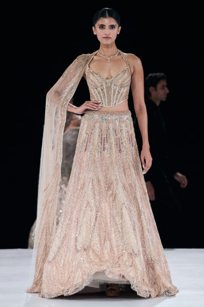 Champagne crystal embroidered lehenga set