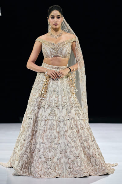 Ivory crystal embroidered lehenga set