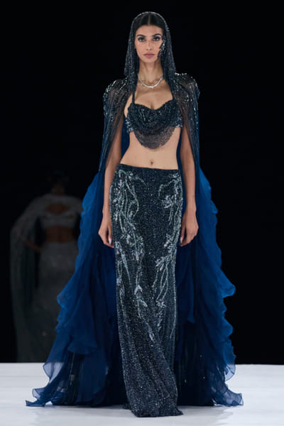 Midnight crystal embroidered lehenga set