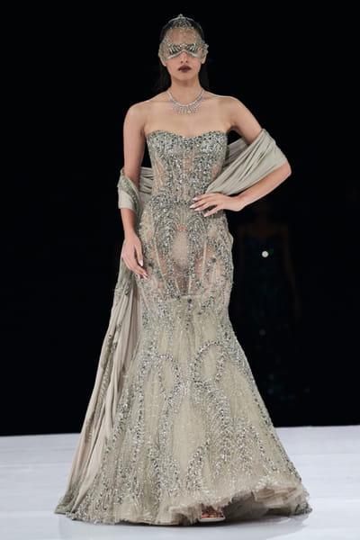 Sand embroidered lehenga