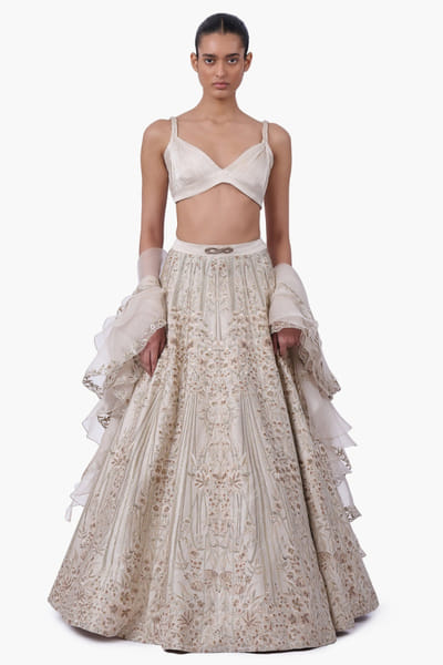 Sage gold embroidered lehenga set