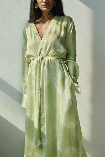 Green patterned robe