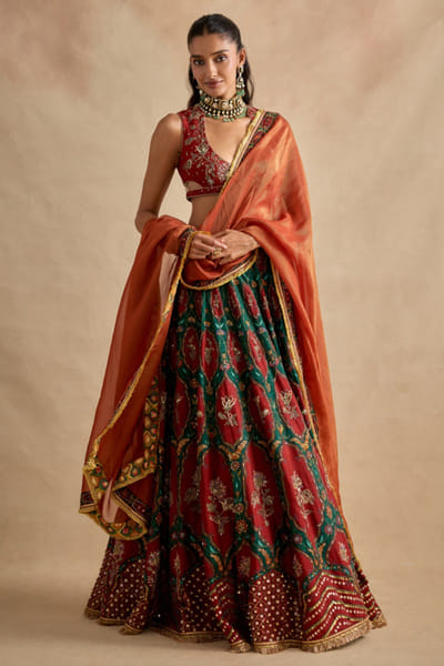 Kalista Green printed and embroidered lehenga set KALJAN26D135663