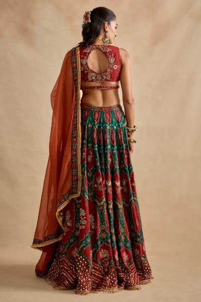 Kalista Green printed and embroidered lehenga set KALJAN26D135663