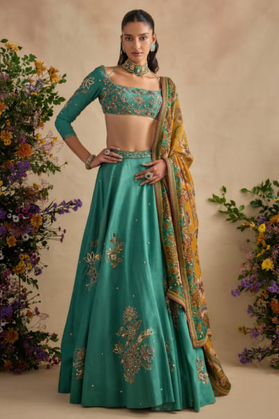 Kalista Sea green embroidered lehenga set KALJAN26D135662