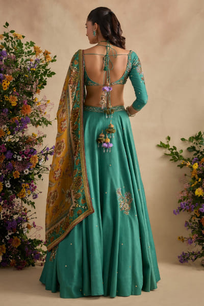 Kalista Sea green embroidered lehenga set KALJAN26D135662