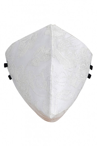 Ivory embroidered anti-microbial mask
