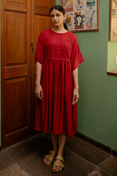 Crimson drop waist dress