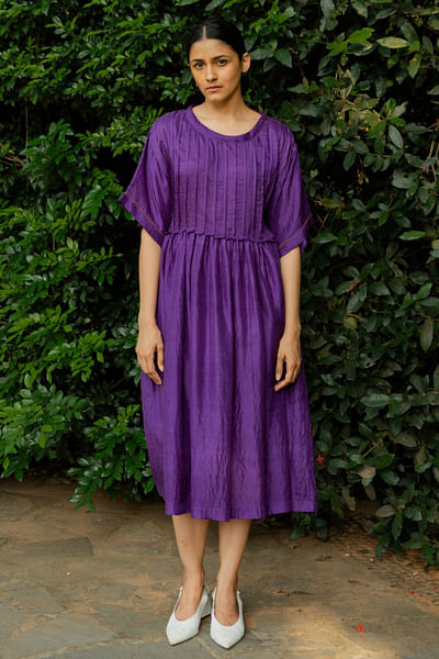 Purple drop waist dress