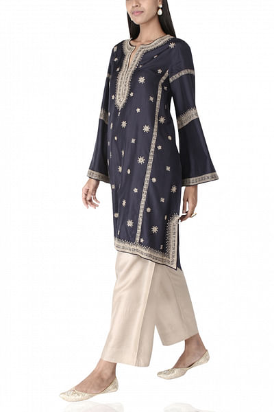 Short kurta with silk pants