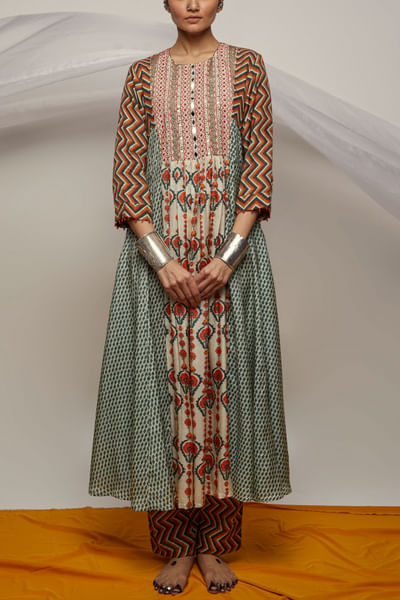 Mughal printed dress and pants