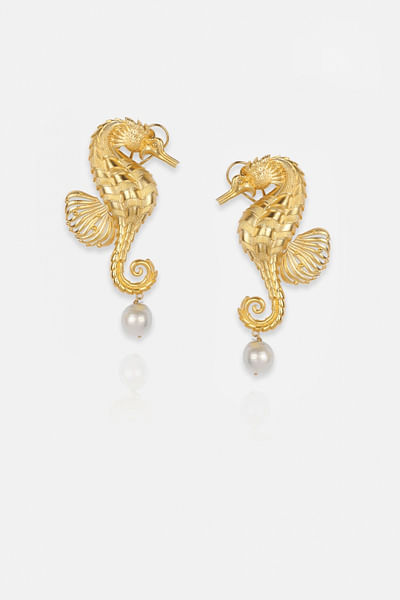 Gold plated seahorse earrings