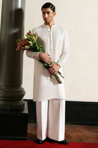 Ivory embellished kurta set