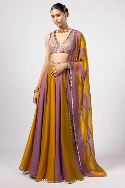 Multicolour gota mirror sharara set