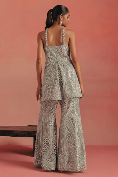Twenty Nine Blue mirror embroidered sharara TWENAUG26D253304