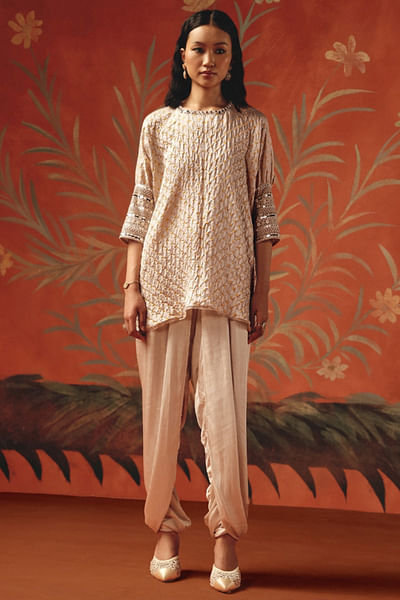 Moon dust satin tulip dhoti pants