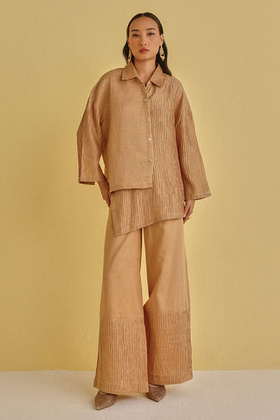Honey gold pintuck palazzo