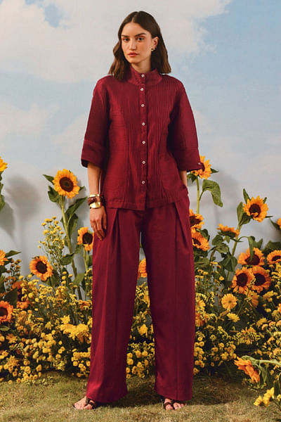Mulled wine pleated palazzo