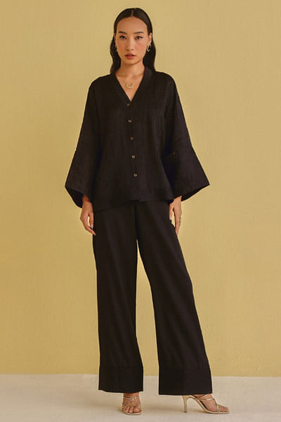 Indigo pintuck palazzo