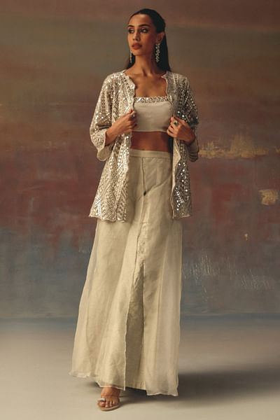 Silver double layered palazzo pants